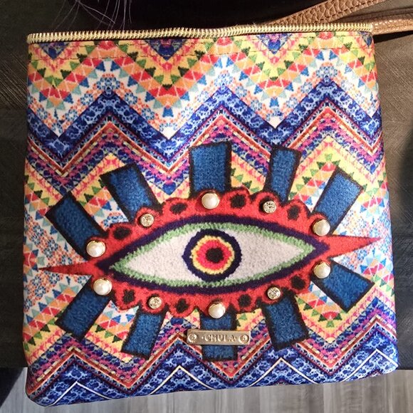 👁️Chula Pyramid Crossbody Bag - Evil Eye Embroidery - Bold & Unique! - Picture 7 of 8